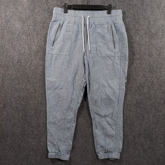 Athleta Pants - Athleta Pants Womens 12 Blue Cabo Linen Jogger Drawstring Cuffed Lightweight